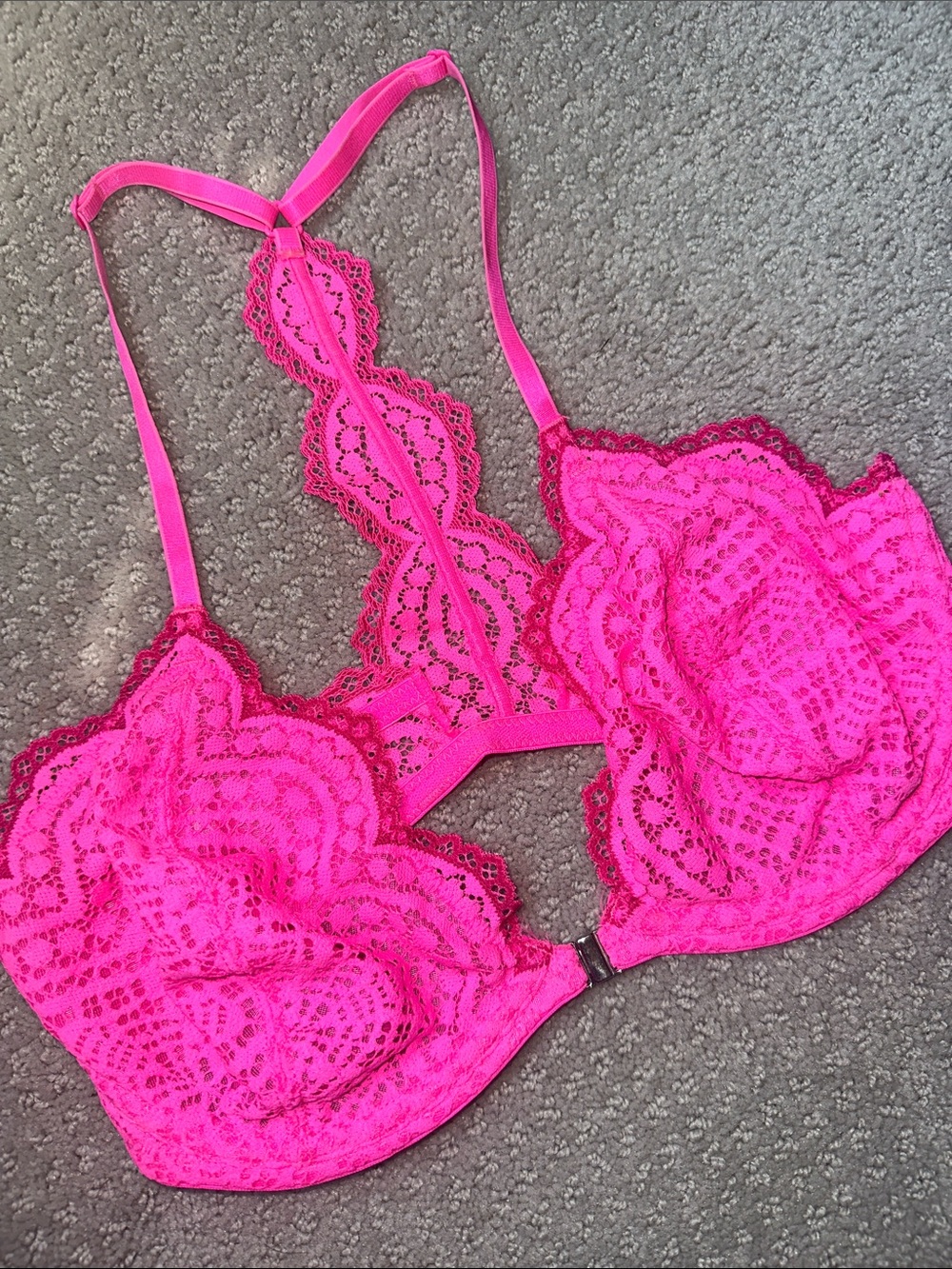 Never wore! Free People Hot Pink Lace Bralette - 35DD